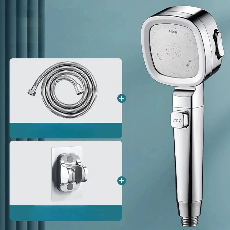 High Pressure Shower Head Water Saving 3-Modes Shower Heads Adjustable Water Massage Sprayer Home Bathroom Accessories