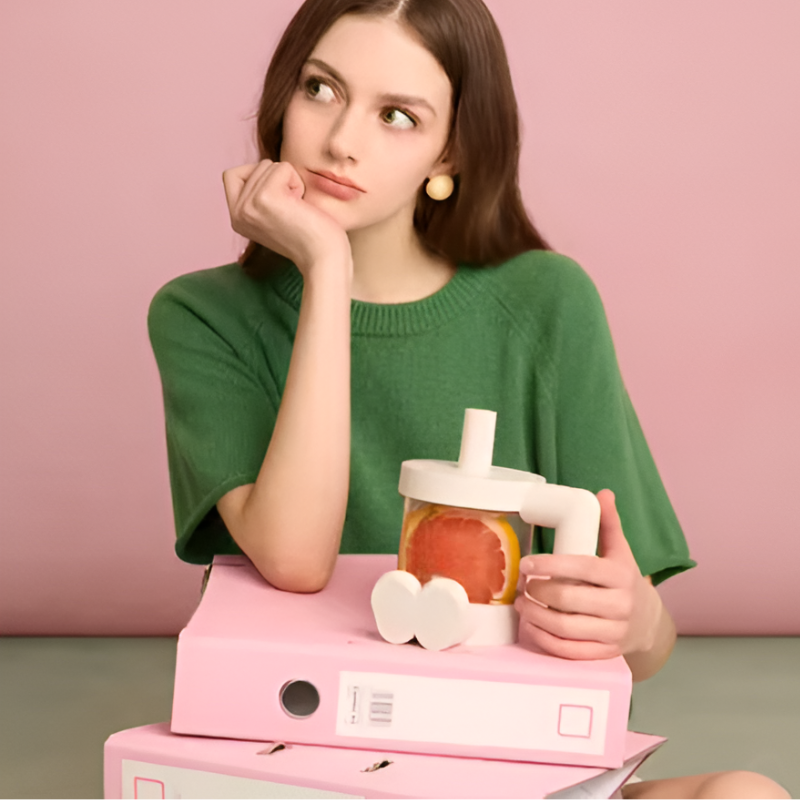 Multifunctional Summer Cup with Coaster & Straw