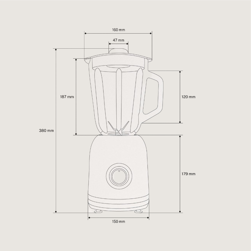 High-Power 800W Blender with 4 Stainless Steel Blades